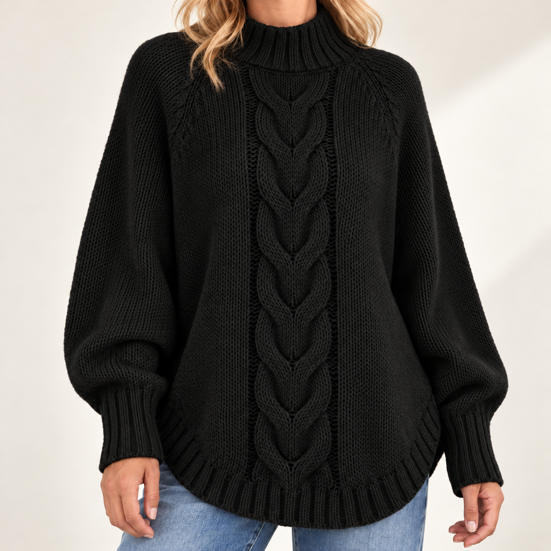 Harriet Flared-Hem High-Neck Jumper