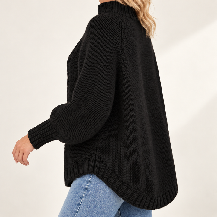 Harriet Flared-Hem High-Neck Jumper
