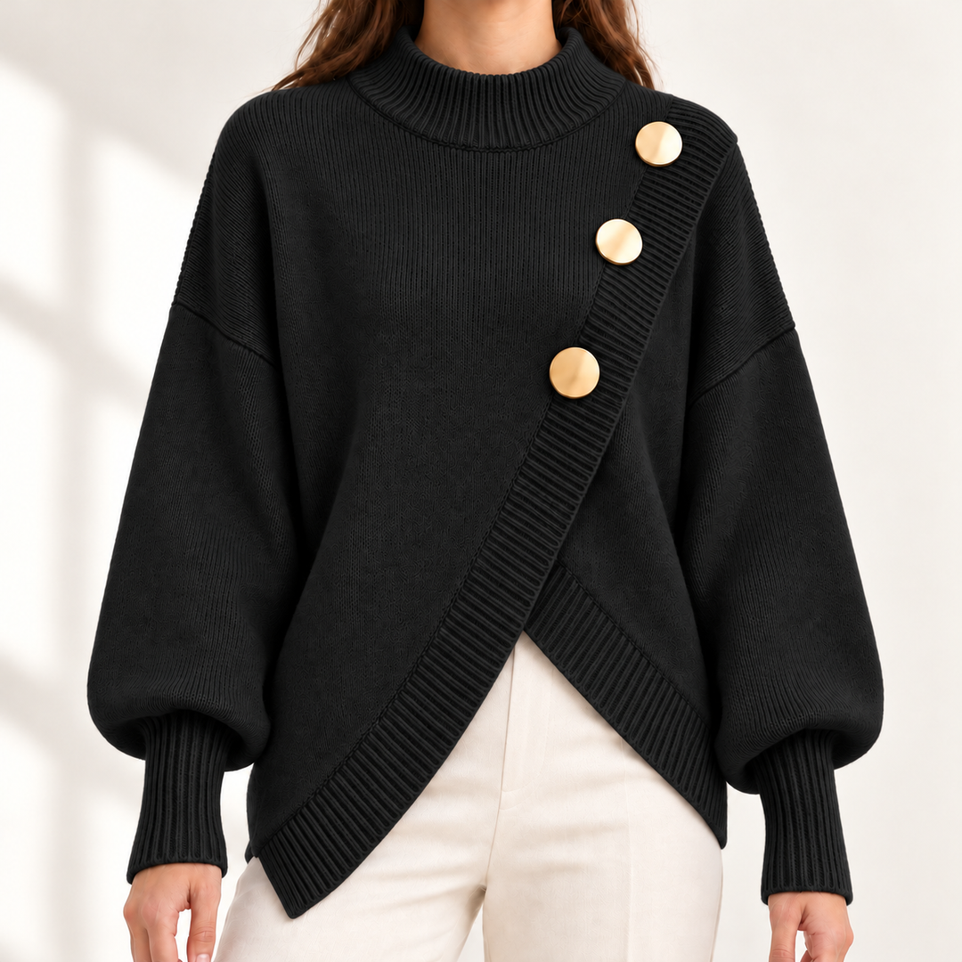 Adeline Elegant Button-Detail Jumper