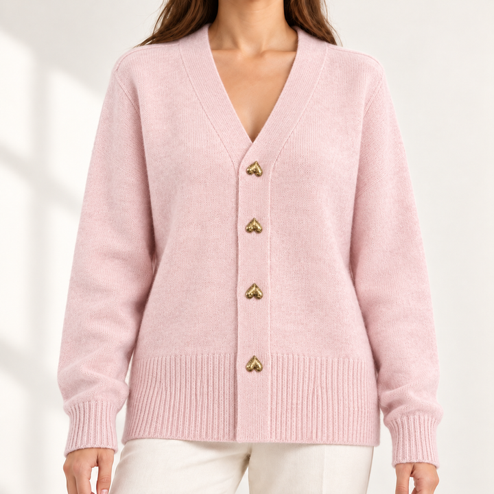 Bella Elegant Heart-Button Cardigan