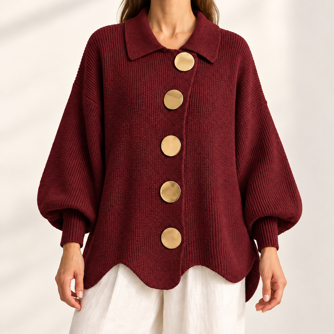 Celeste Elegant Oversized Gold-Button Cardigan