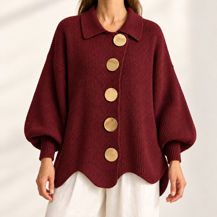 Celeste Elegant Oversized Gold-Button Cardigan
