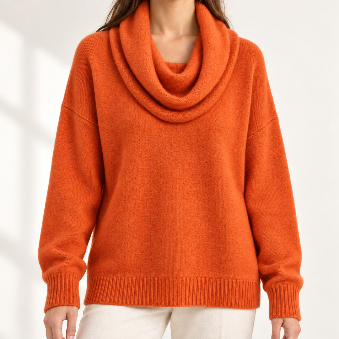 Aveline Draped Cowl-Neck Knit Jumper
