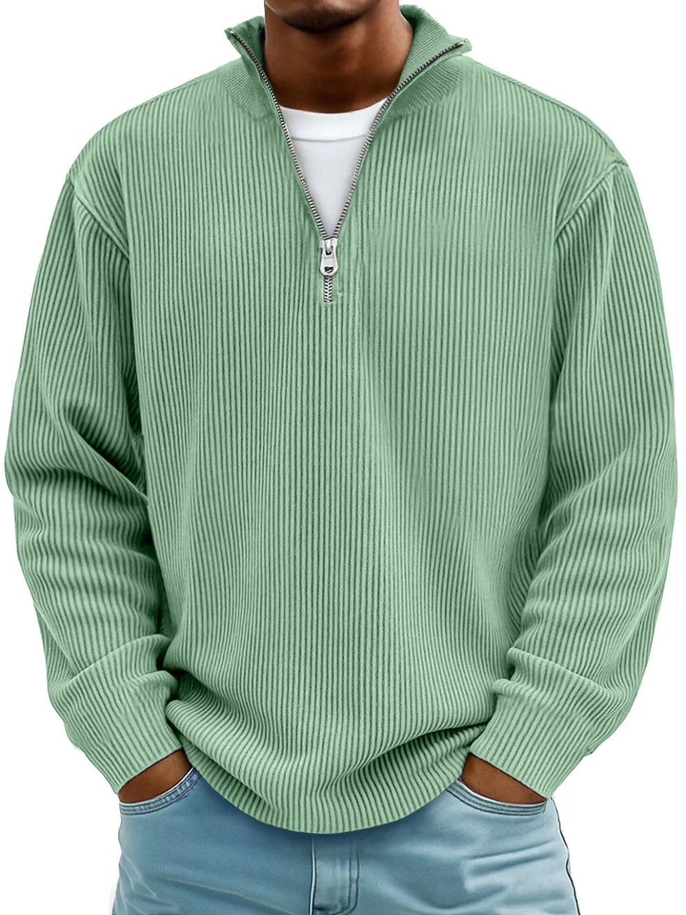 Marc Ribbed Zip-Neck Jumper