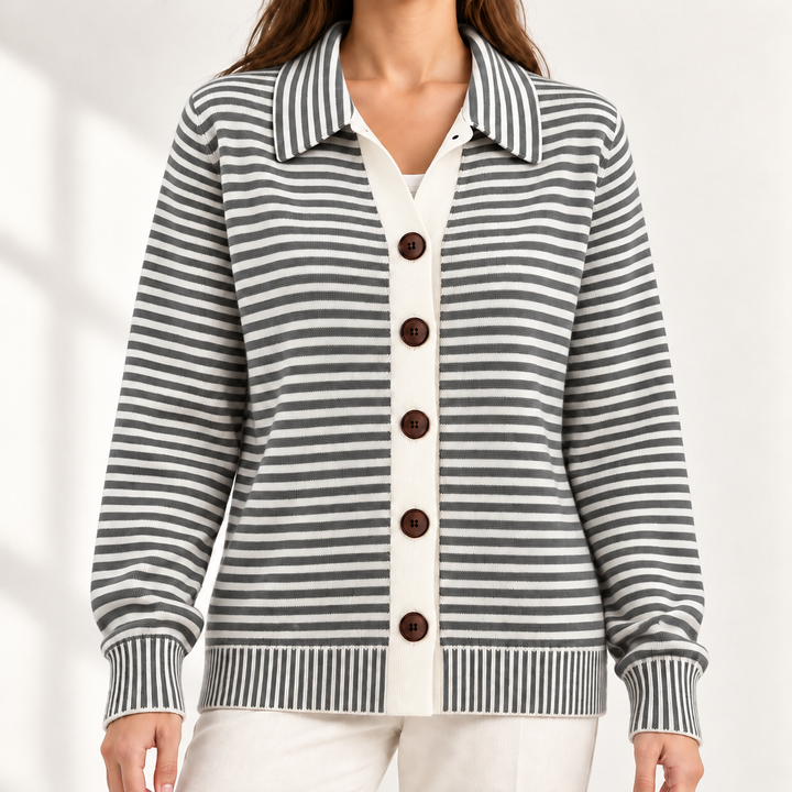 Elowen Timeless Striped Button Cardigan