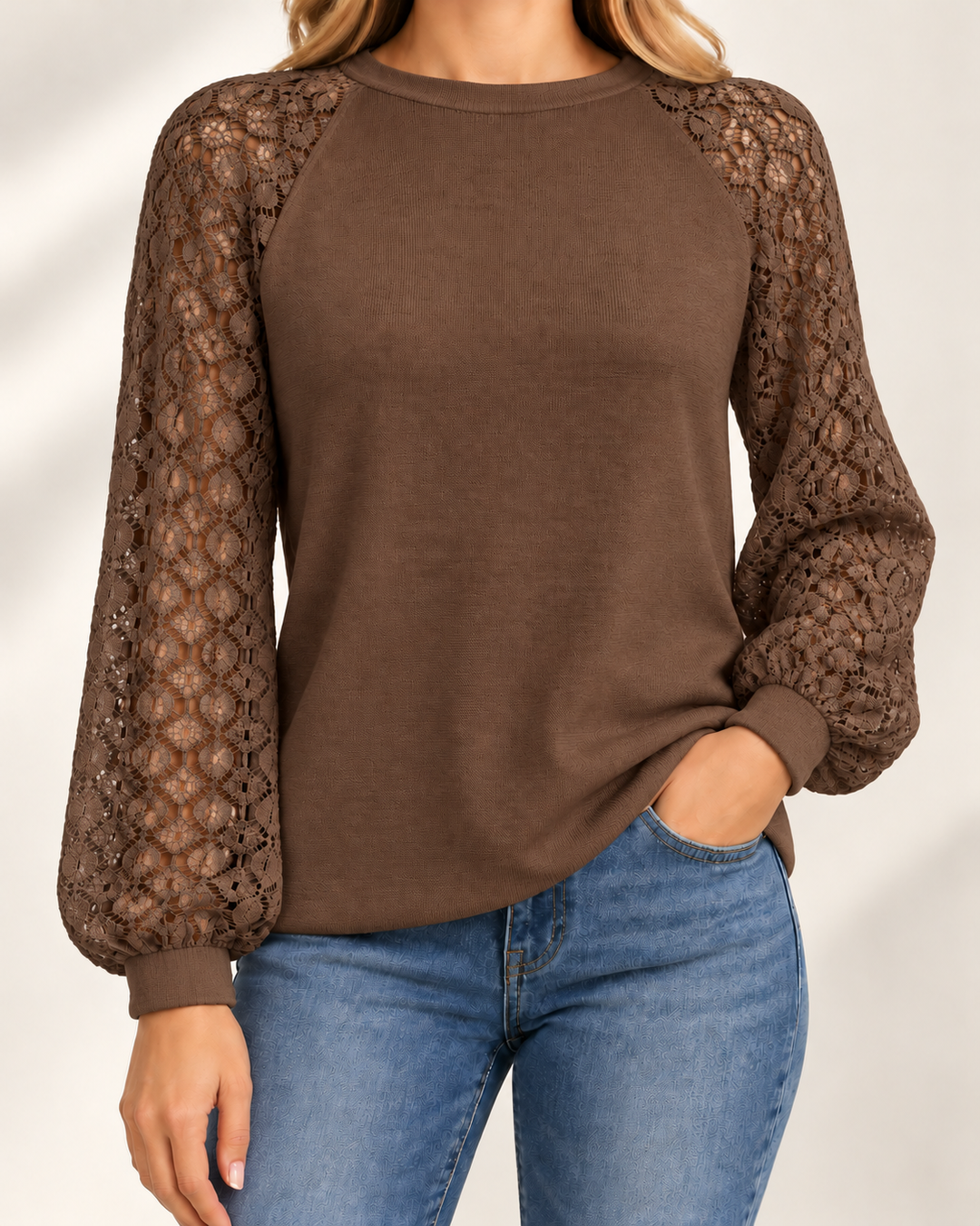 Clara Long-Sleeve Round-Neck Top