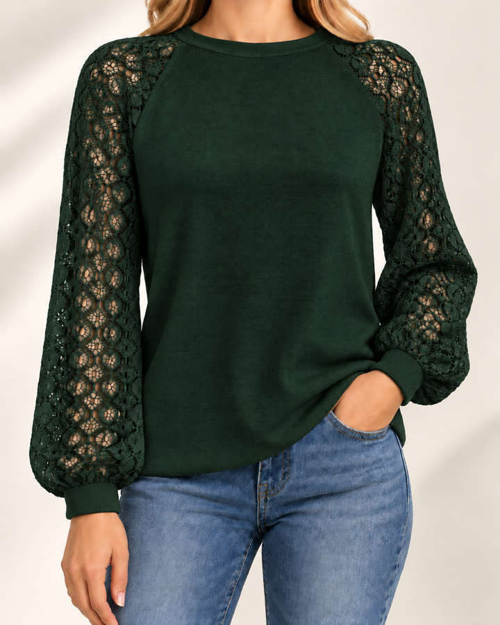 Clara Long-Sleeve Round-Neck Top