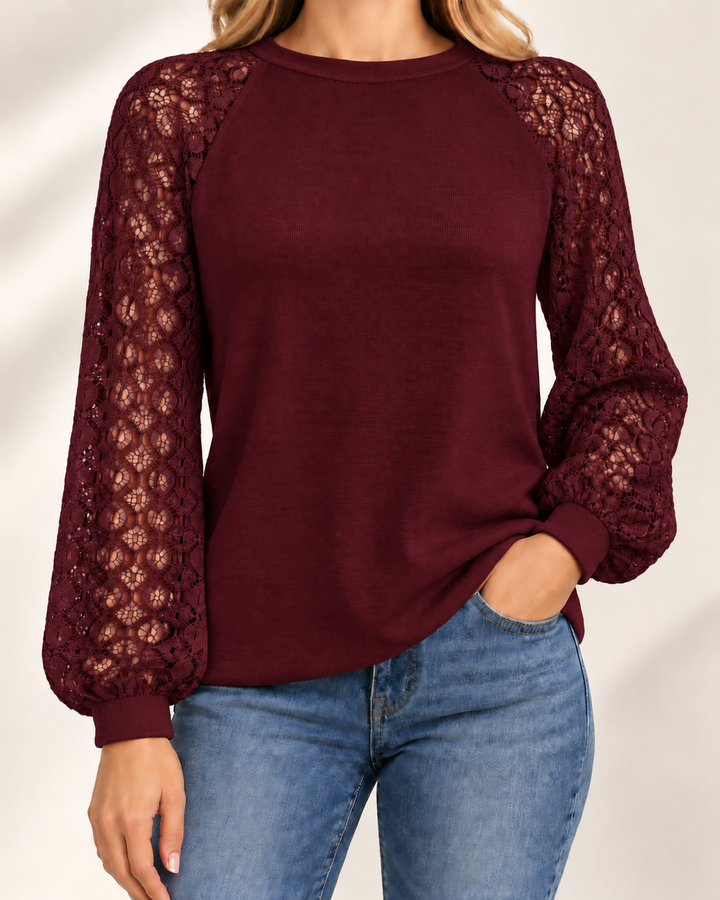 Clara Long-Sleeve Round-Neck Top