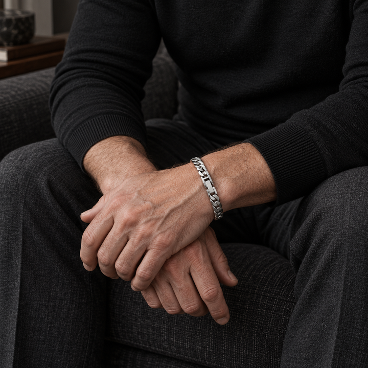 Men's Cuban Link Sterling Silver Chain Bracelet