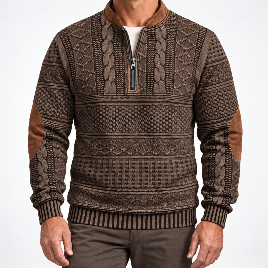 Dimitri Elbow-Patch Half-Zip Sweater