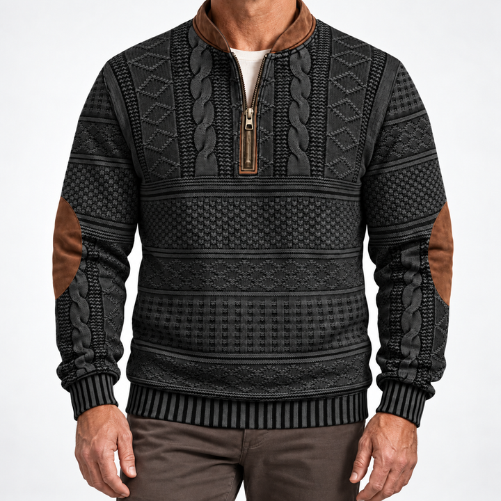 Dimitri Elbow-Patch Half-Zip Sweater
