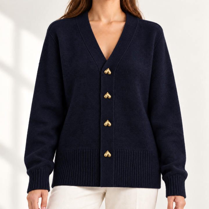 Bella Elegant Heart-Button Cardigan