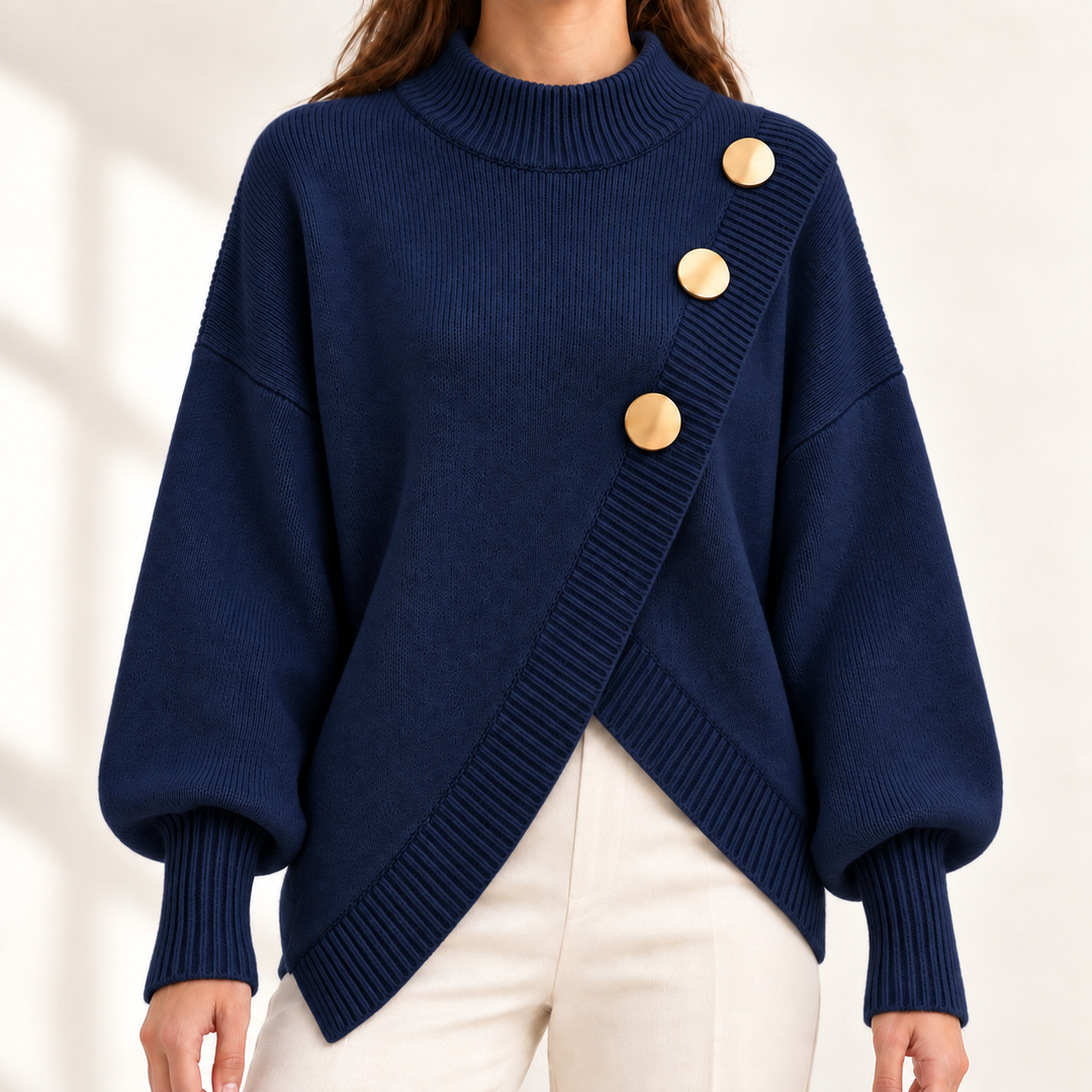 Adeline Elegant Button-Detail Jumper