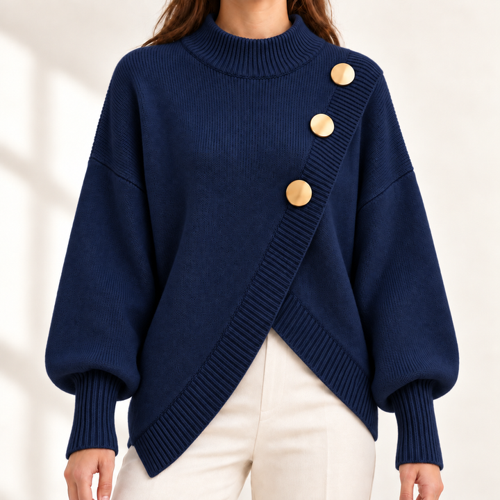 Adeline Elegant Button-Detail Jumper