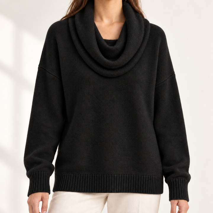 Aveline Draped Cowl-Neck Knit Jumper