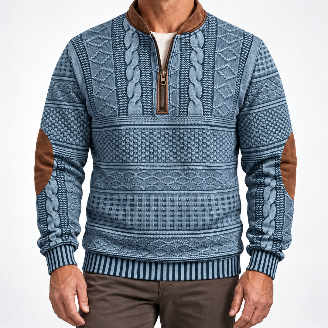 Dimitri Elbow-Patch Half-Zip Sweater