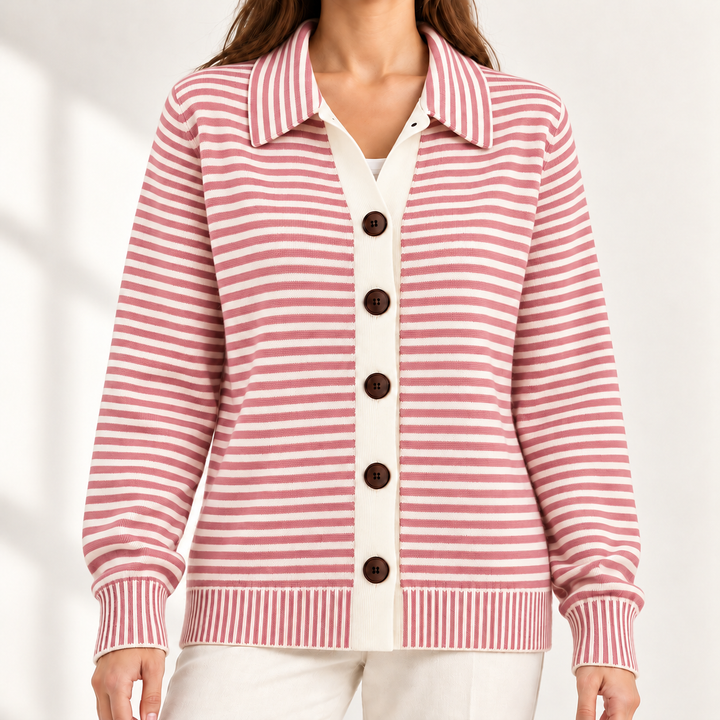 Elowen Timeless Striped Button Cardigan