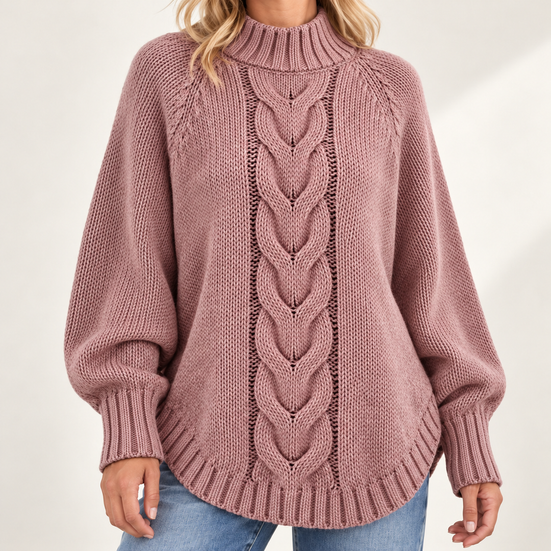 Harriet Flared-Hem High-Neck Jumper