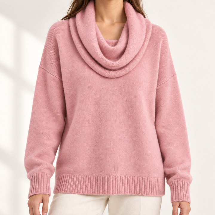 Aveline Draped Cowl-Neck Knit Jumper