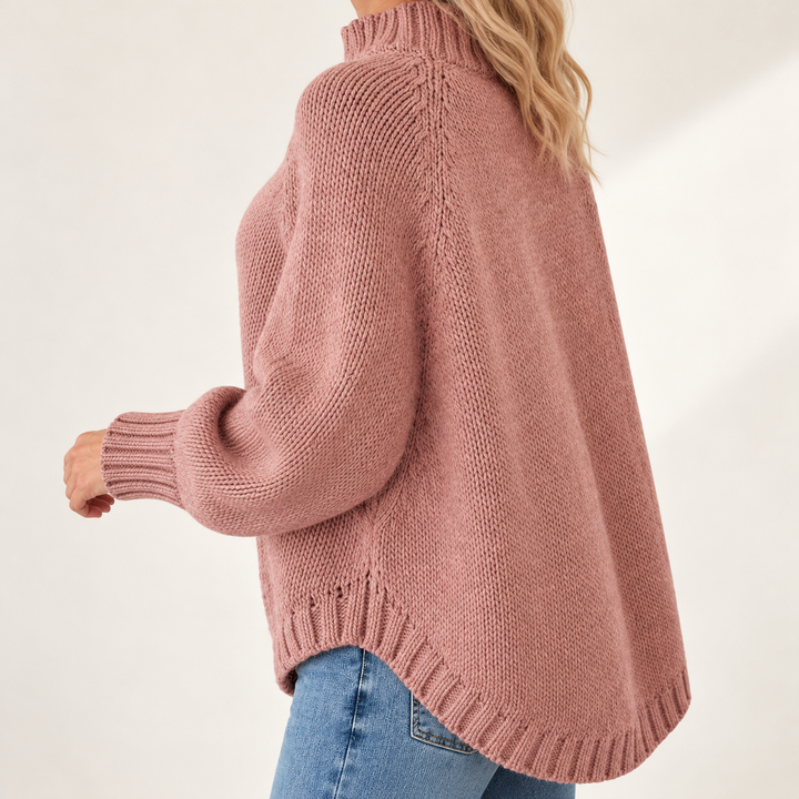 Harriet Flared-Hem High-Neck Jumper