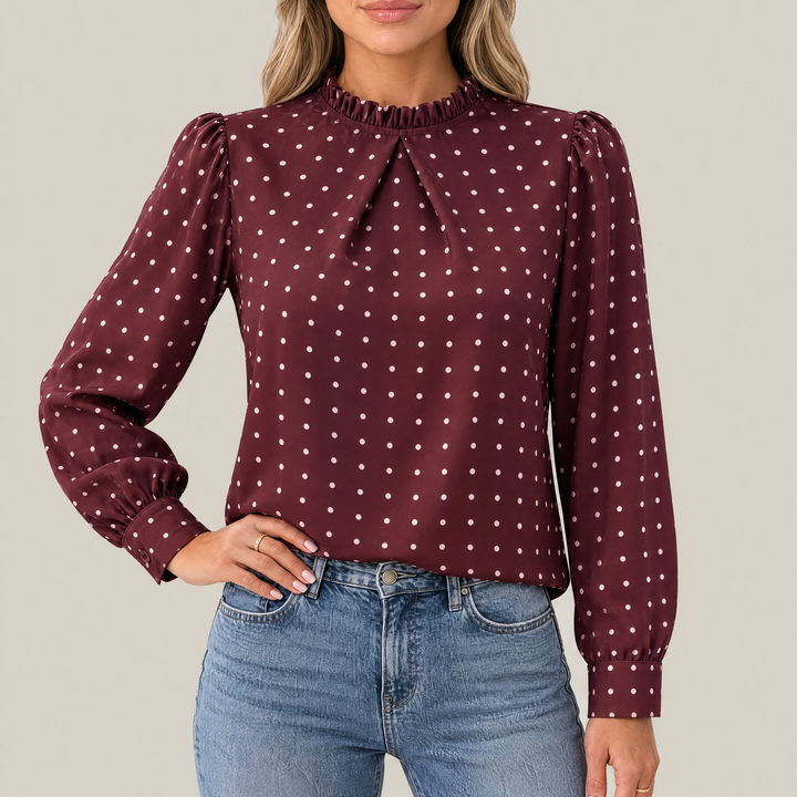 Mia Polka Dot Blouse with Ruffle Detail