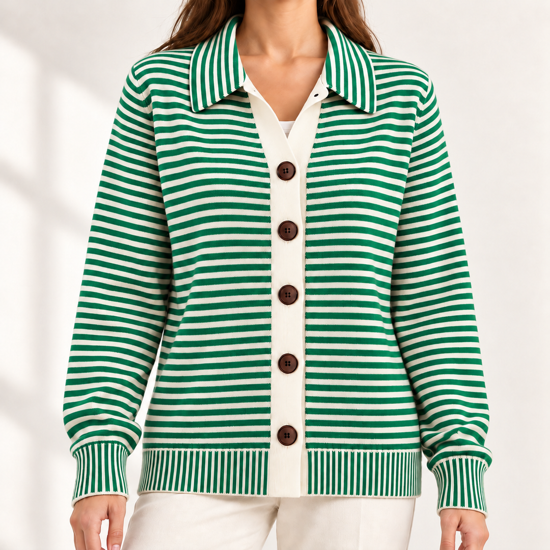 Elowen Timeless Striped Button Cardigan