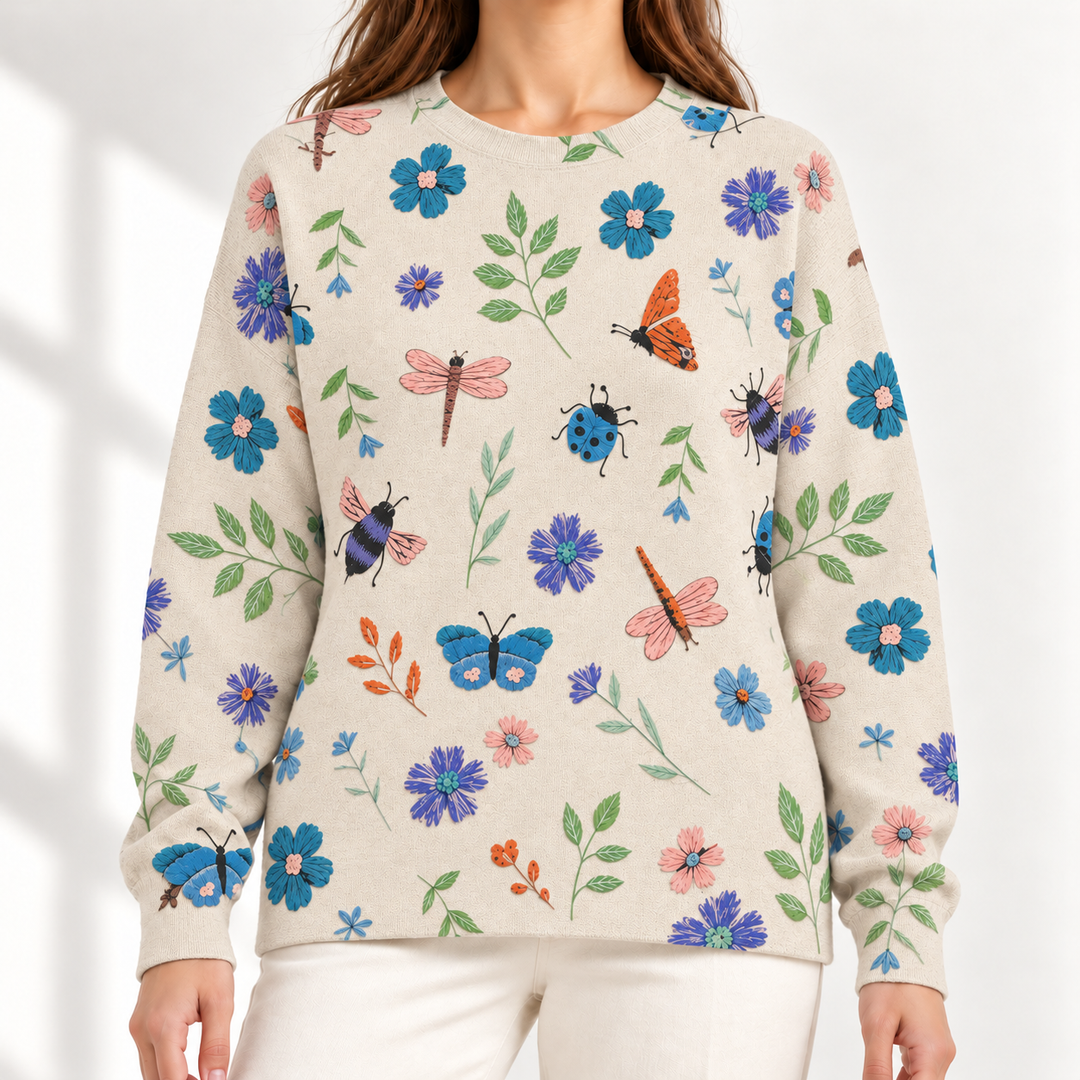 Mabel Botanical-Print Crew-Neck Jumper