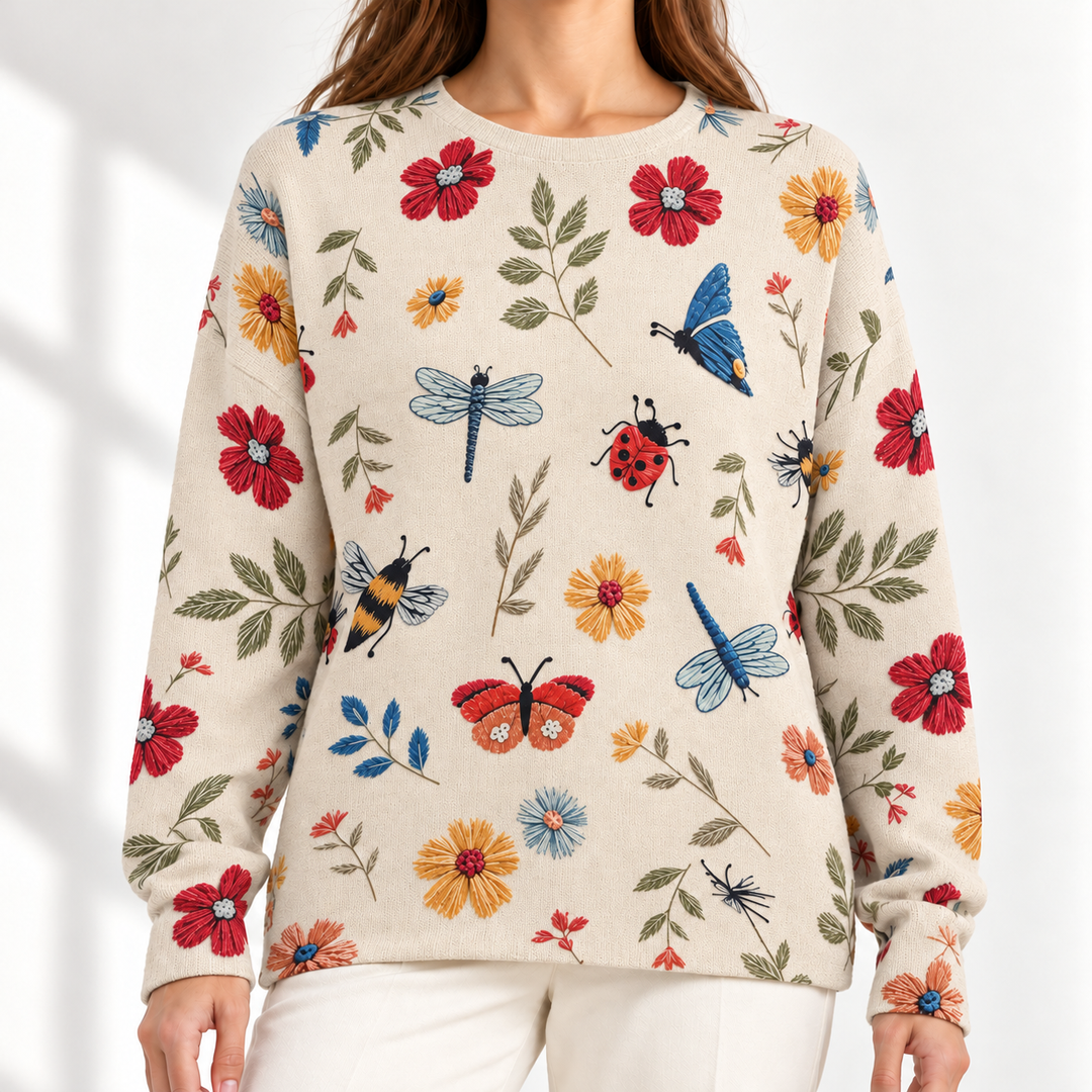 Mabel Botanical-Print Crew-Neck Jumper