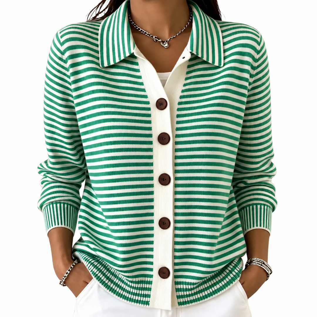 Elowen Timeless Striped Button Cardigan