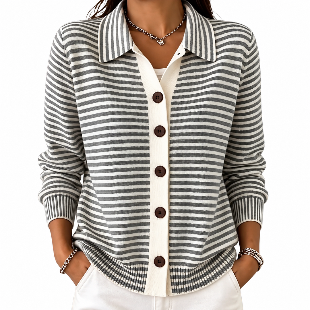Elowen Timeless Striped Button Cardigan