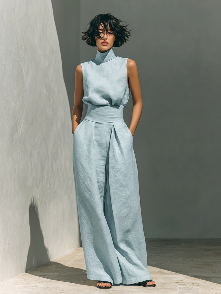 Maria™ | Complete Set with Tank Top and Wide-Leg Cotton-Linen Trousers