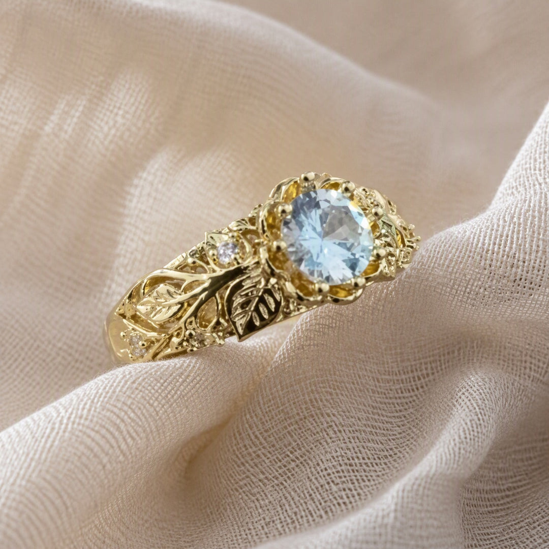 Golden Leaf Zirconia Ring
