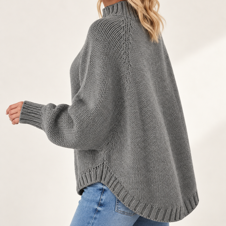 Harriet Flared-Hem High-Neck Jumper