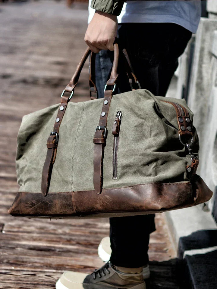 Heinrich Canvas Weekend Bag with Leather Trim
