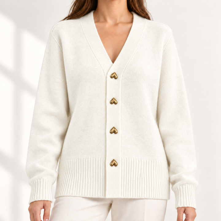 Bella Elegant Heart-Button Cardigan