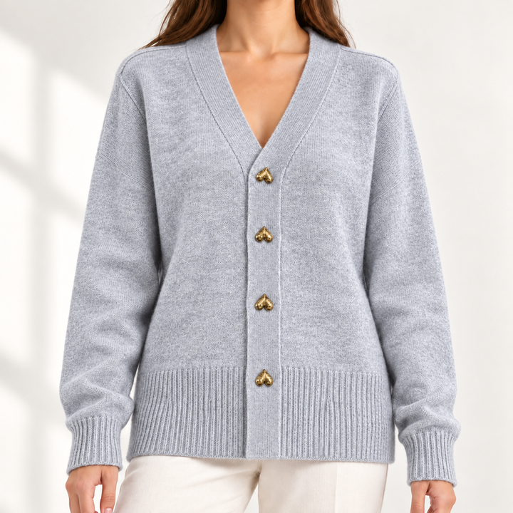 Bella Elegant Heart-Button Cardigan