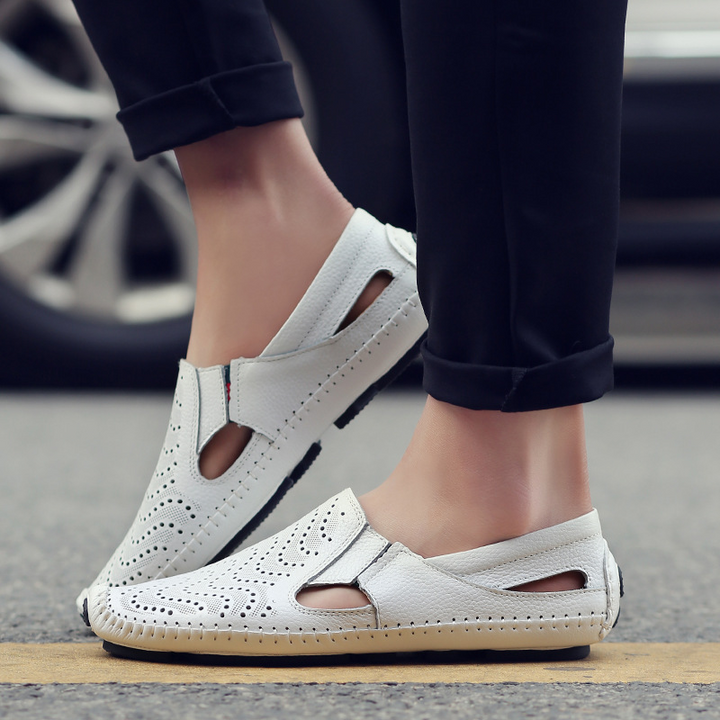 HAYDEN WOVEN LEATHER SANDALS