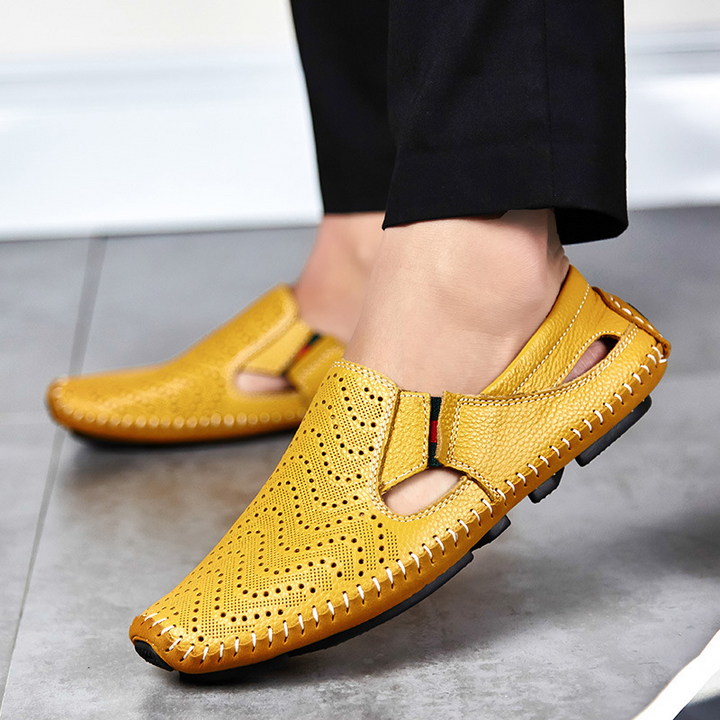 HAYDEN WOVEN LEATHER SANDALS