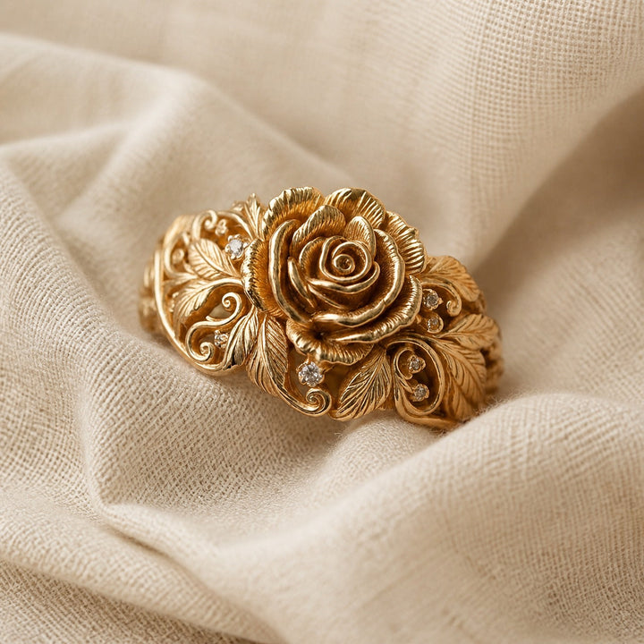 Majestic Flower Gold Ring