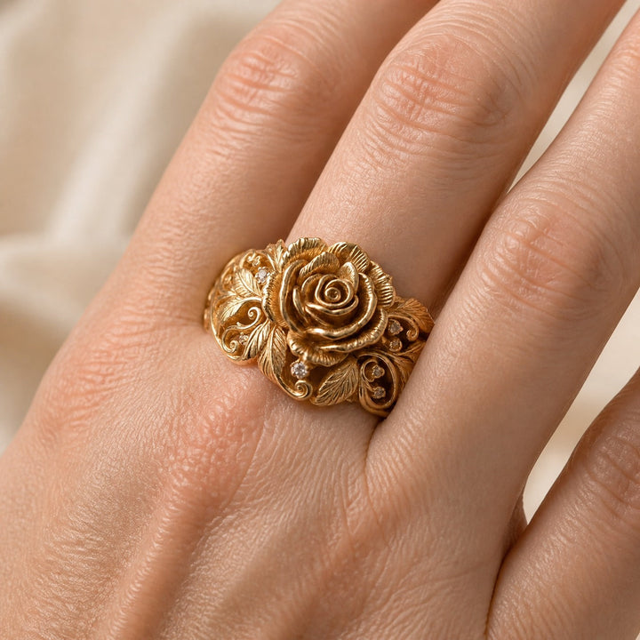 Majestic Flower Gold Ring