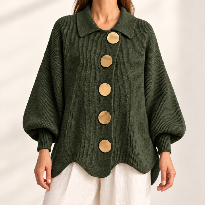 Celeste Elegant Oversized Gold-Button Cardigan