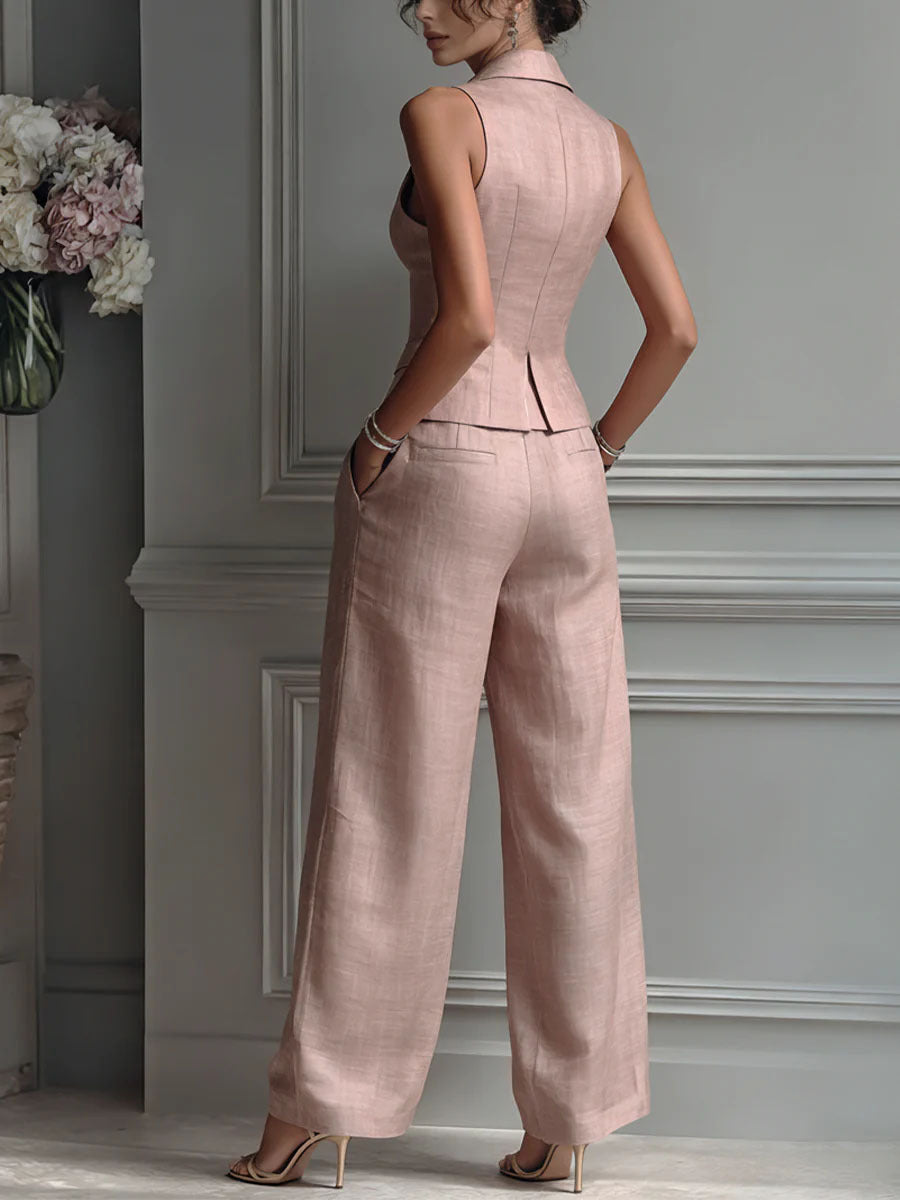 Charlotte | Women's Buttoned Two-Piece Set with V-Neck