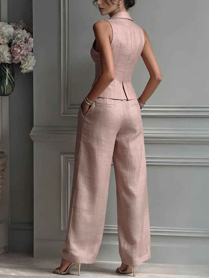 Charlotte | Women's Buttoned Two-Piece Set with V-Neck