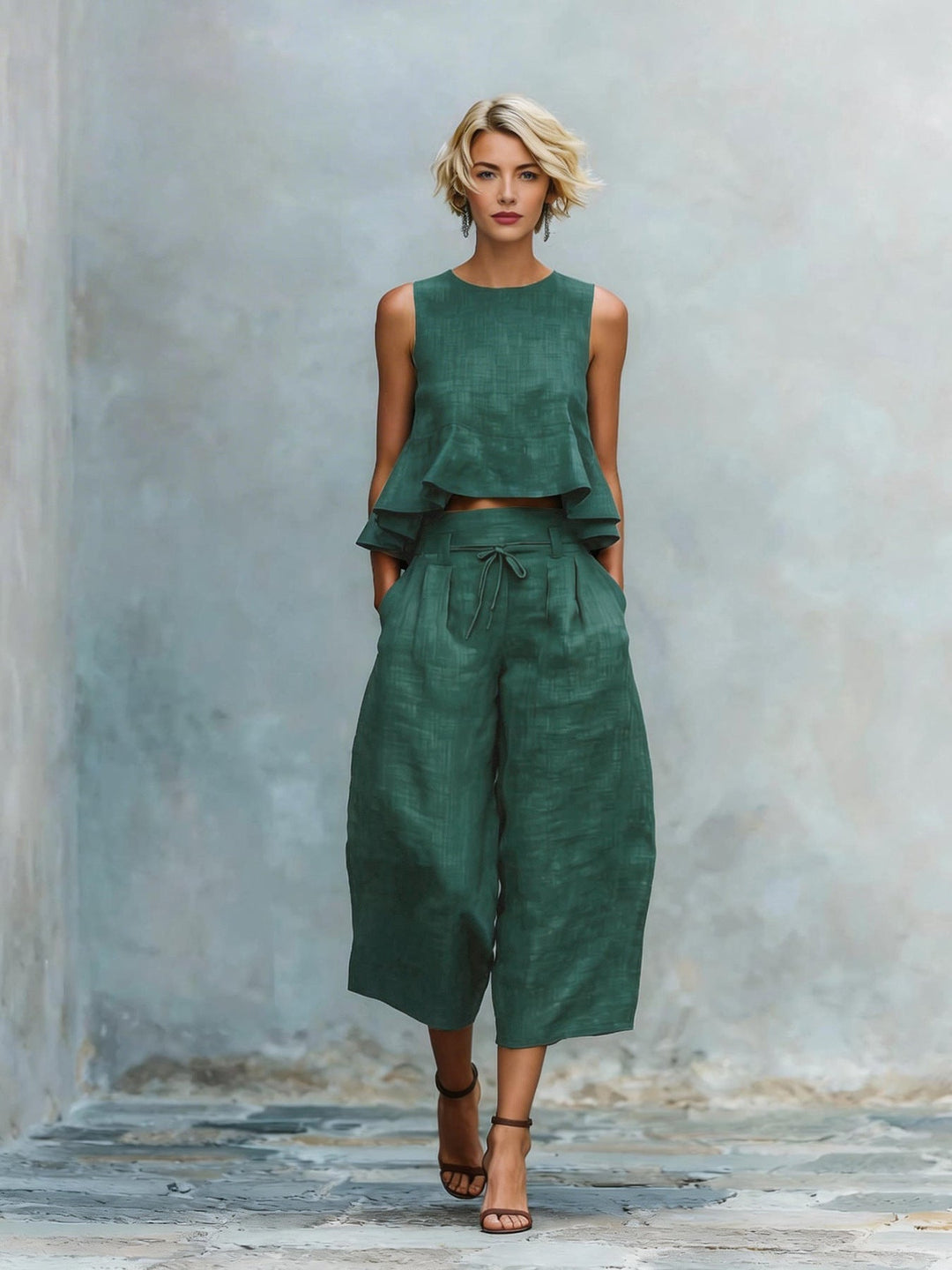 Hélène | Women's Two-Piece Set with Gathered Hem