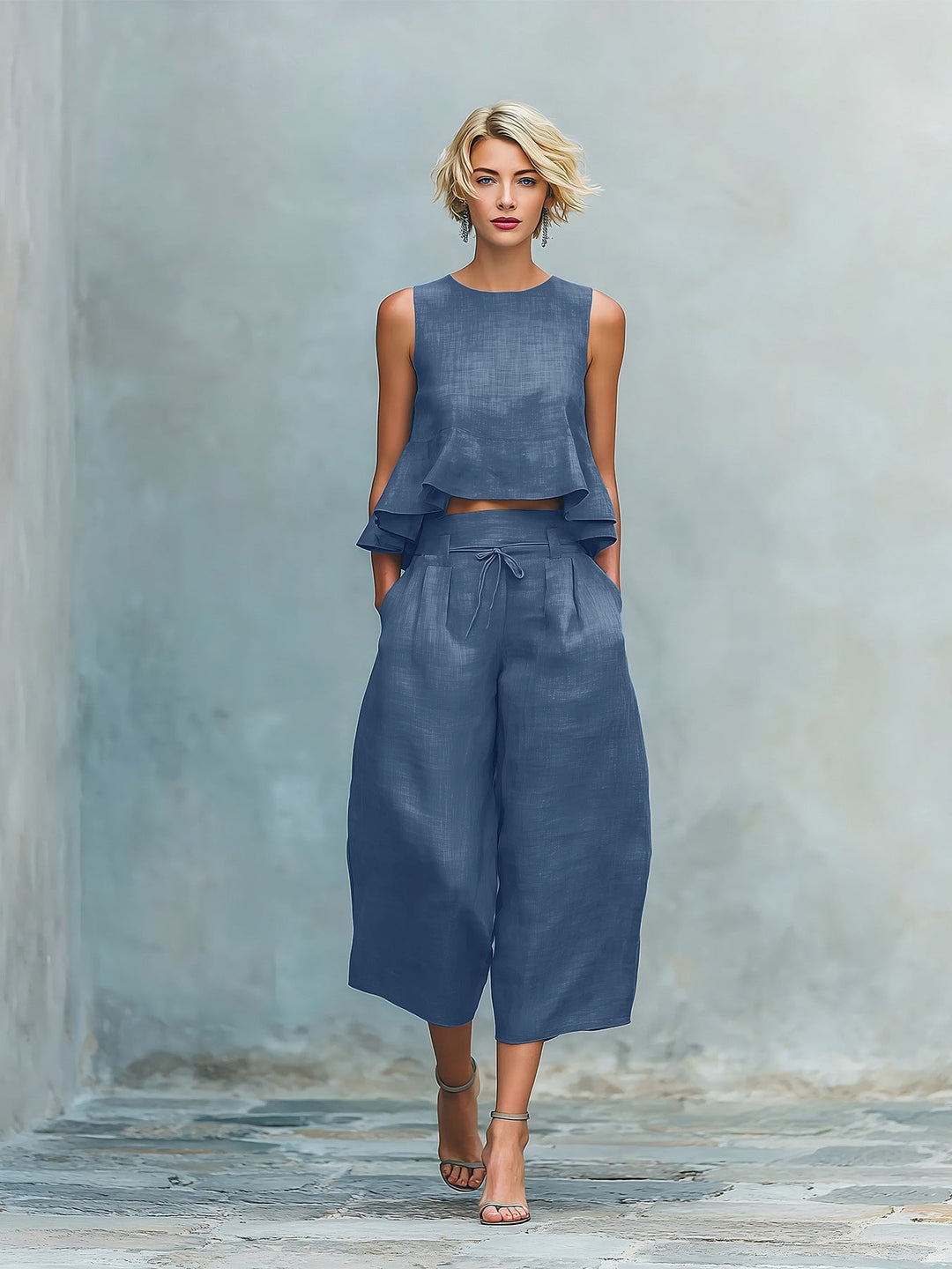 Hélène | Women's Two-Piece Set with Gathered Hem
