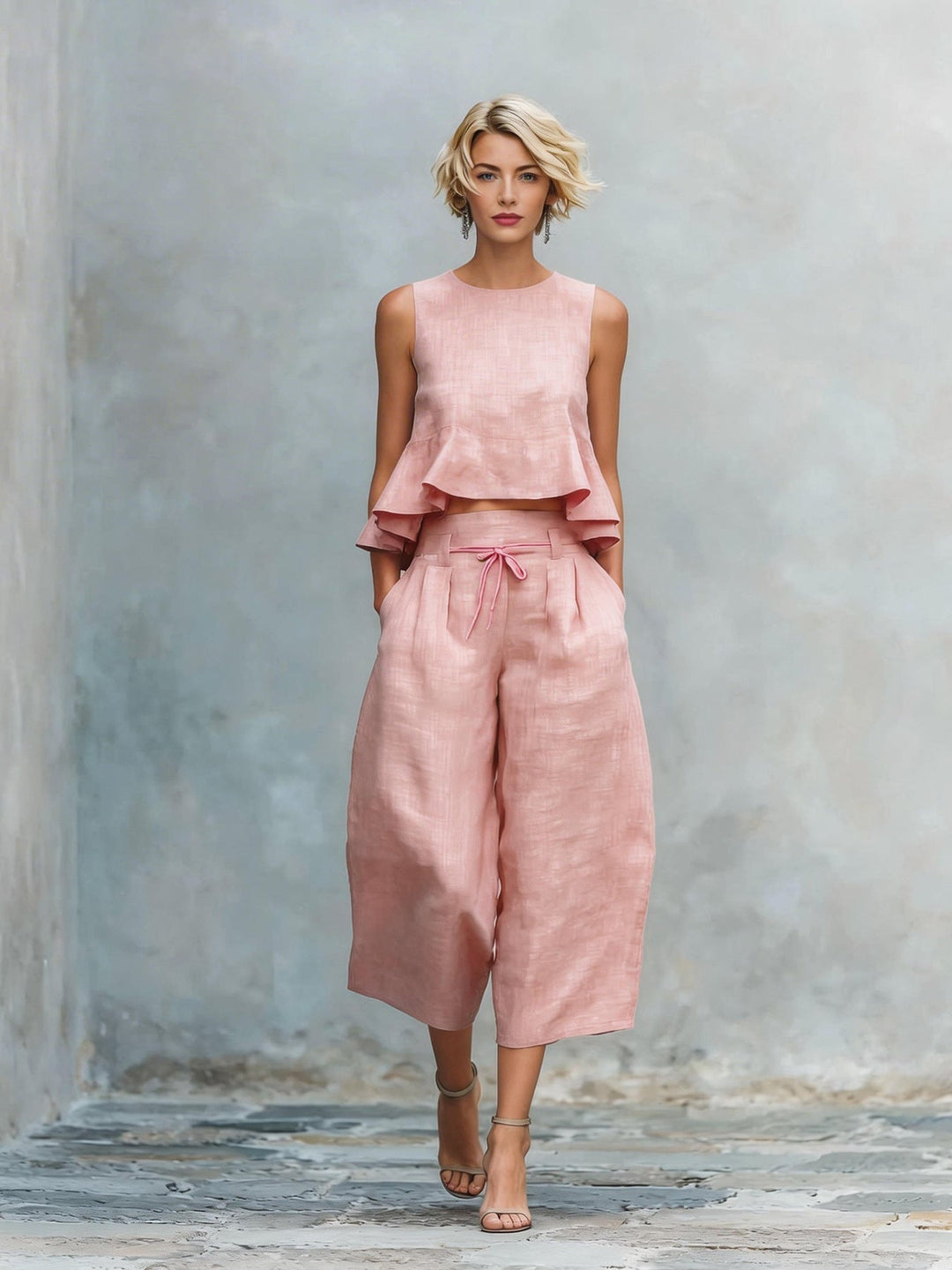 Hélène | Women's Two-Piece Set with Gathered Hem