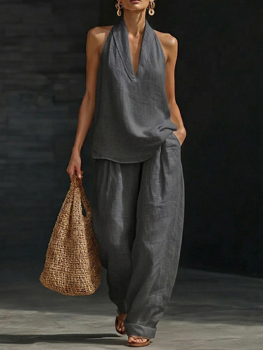 Nathalie™ – Sleeveless Top and Wide-Leg Trouser Set