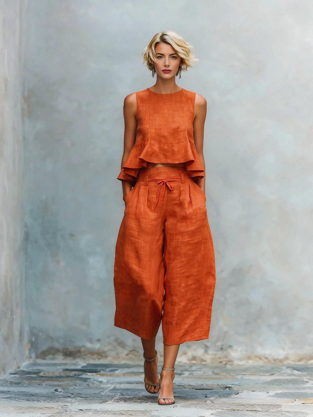 Hélène | Women's Two-Piece Set with Gathered Hem