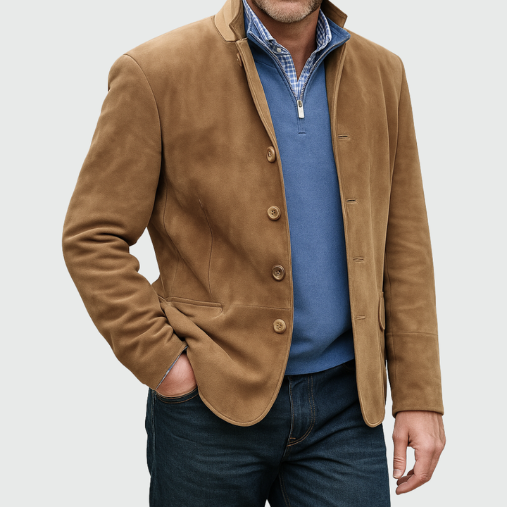 Eugene | Classic Suede-Effect Button Jacket