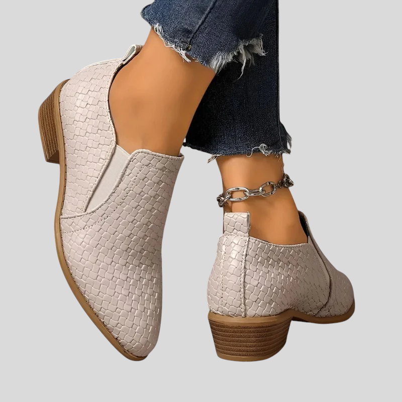 Eliane Braided Block-Heel Ankle Boots